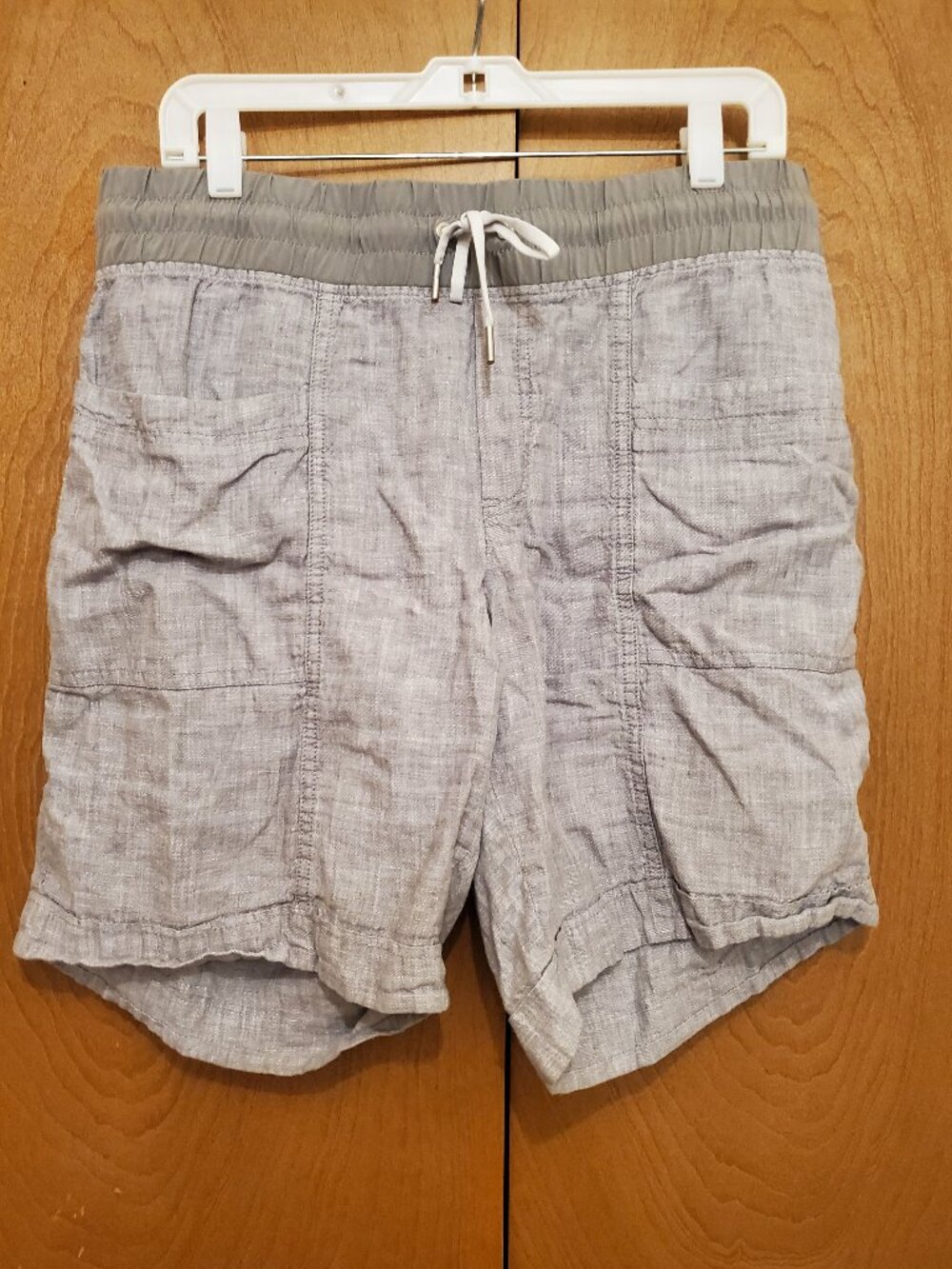 Athleta Tie Waist Grey Linen Shorts 14T